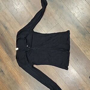 WE THE FREE  black ribbed henley Long Sleeve Black Top xs
